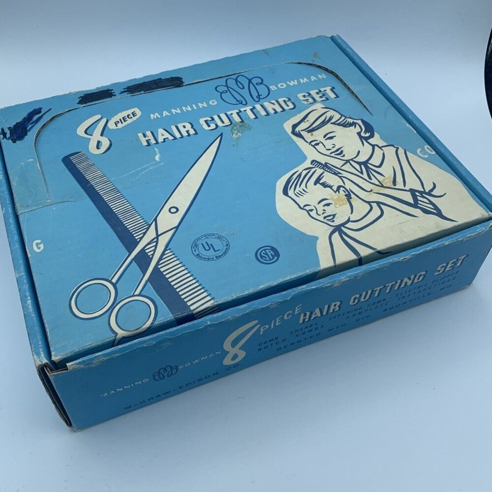 Manning-Bowman 8-Piece Hair Cutting Set - Retro Home Barber Kit Vintage